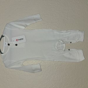 Ribbed Solid Long-sleeve Baby Jumpsuit